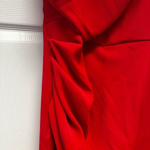 Lulus Red One Shoulder Side Ruched Gown sz L - Picture 5 of 6